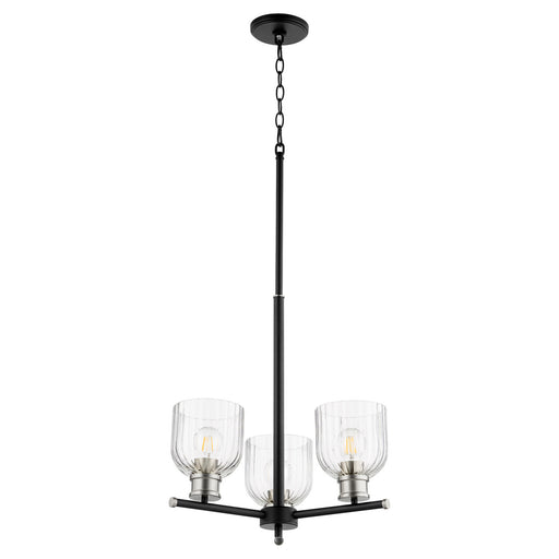 Myhouse Lighting Quorum - 610-3-6965 - Three Light Chandelier - Monarch - Textured Black w/ Satin Nickel