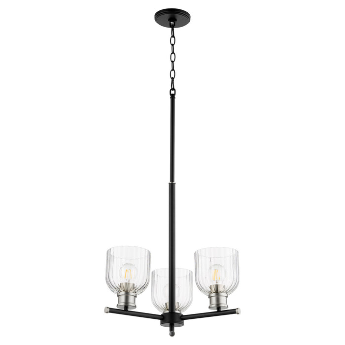 Myhouse Lighting Quorum - 610-3-6965 - Three Light Chandelier - Monarch - Textured Black w/ Satin Nickel