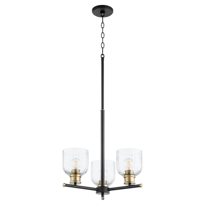 Myhouse Lighting Quorum - 610-3-6980 - Three Light Chandelier - Monarch - Textured Black w/ Aged Brass