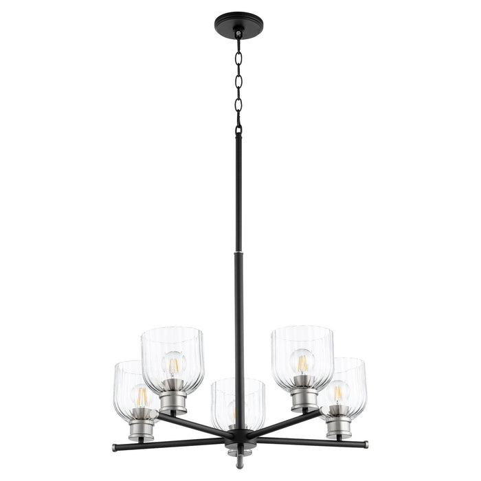 Myhouse Lighting Quorum - 610-5-6965 - Five Light Chandelier - Monarch - Textured Black w/ Satin Nickel