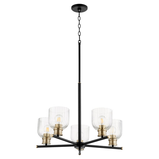 Myhouse Lighting Quorum - 610-5-6980 - Five Light Chandelier - Monarch - Textured Black w/ Aged Brass