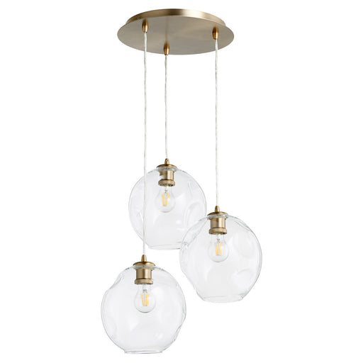 Myhouse Lighting Quorum - 63-80 - Three Light Pendant - Numen - Aged Brass