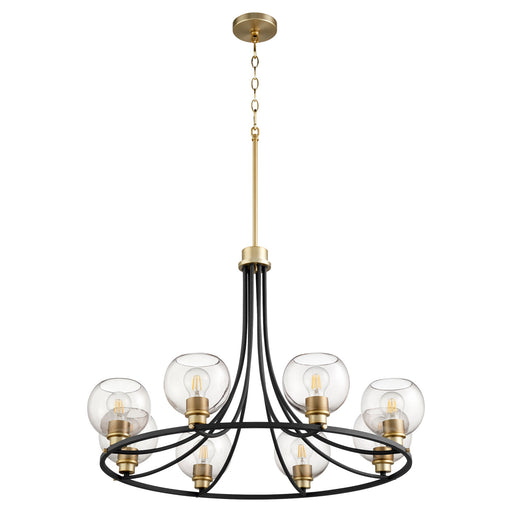 Myhouse Lighting Quorum - 672-8-6980 - Eight Light Chandelier - Clarion - Textured Black w/ Aged Brass