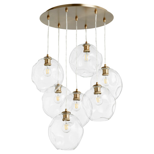 Myhouse Lighting Quorum - 67-80 - Seven Light Pendant - Numen - Aged Brass