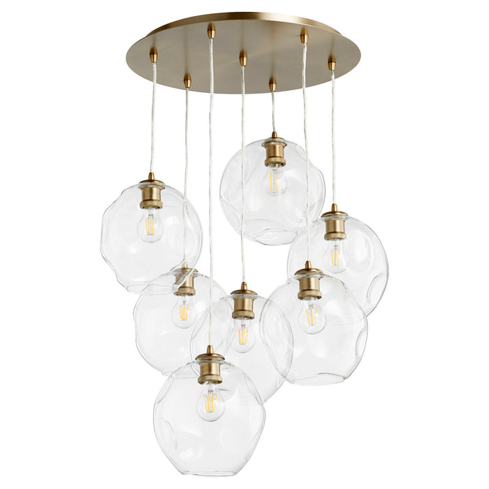 Myhouse Lighting Quorum - 67-80 - Seven Light Pendant - Numen - Aged Brass