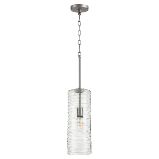 Myhouse Lighting Quorum - 8191-65 - One Light Pendant - Satin Nickel w/ Textured Glass