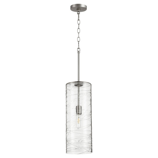 Myhouse Lighting Quorum - 8192-65 - One Light Pendant - Satin Nickel w/ Textured Glass