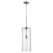 Myhouse Lighting Quorum - 8192-65 - One Light Pendant - Satin Nickel w/ Textured Glass