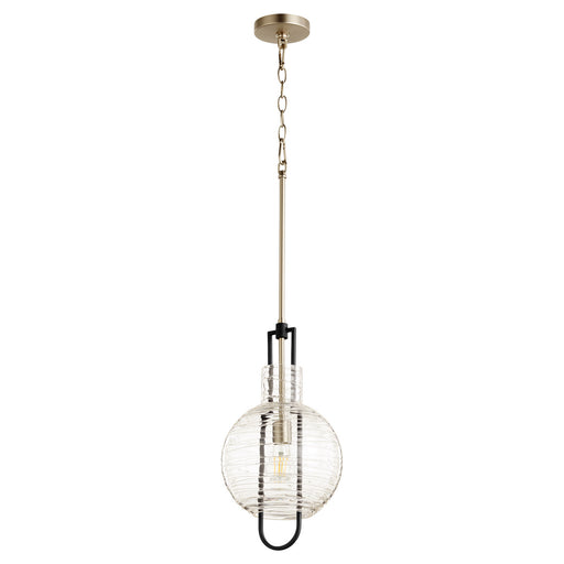 Myhouse Lighting Quorum - 89-10-6965 - One Light Pendant - Textured Glass Pendants - Textured Black w/ Satin Nickel