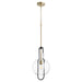 Myhouse Lighting Quorum - 89-10-6980 - One Light Pendant - Textured Glass Pendants - Textured Black w/ Aged Brass