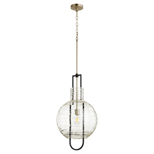 Myhouse Lighting Quorum - 89-14-6965 - One Light Pendant - Textured Glass Pendants - Textured Black w/ Satin Nickel