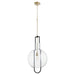 Myhouse Lighting Quorum - 89-14-6980 - One Light Pendant - Textured Glass Pendants - Textured Black w/ Aged Brass