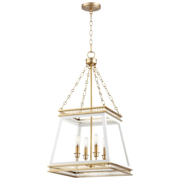 Myhouse Lighting Cyan - 10905 - Four Light Pendant - White And Aged Brass