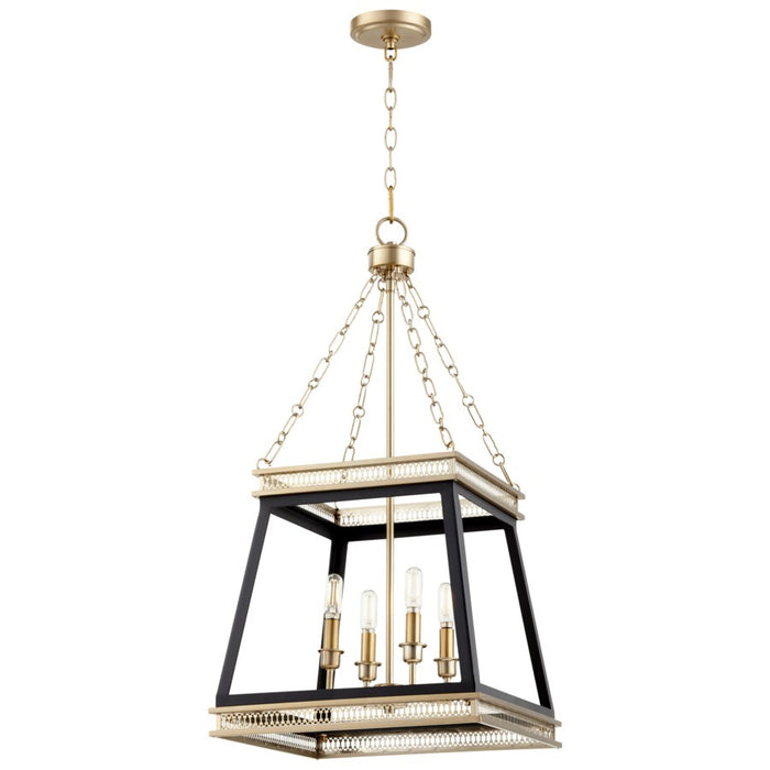 Myhouse Lighting Cyan - 10906 - Four Light Pendant - Noir / Aged Brass