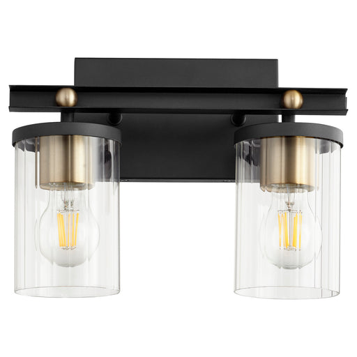 Myhouse Lighting Quorum - 529-2-6980 - Two Light Vanity - Empire - Textured Black w/ Aged Brass