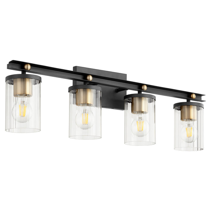 Myhouse Lighting Quorum - 529-4-6980 - Four Light Vanity - Empire - Textured Black w/ Aged Brass