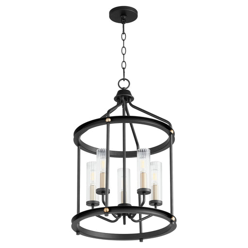 Myhouse Lighting Quorum - 829-5-6980 - Five Light Entry Pendant - Empire - Textured Black w/ Aged Brass