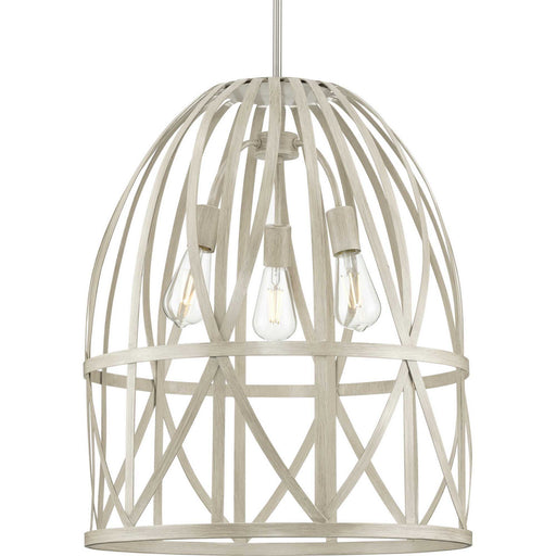 Myhouse Lighting Progress Lighting - P500344-185 - Three Light Pendant - Chastain - Bleached Oak (Painted)