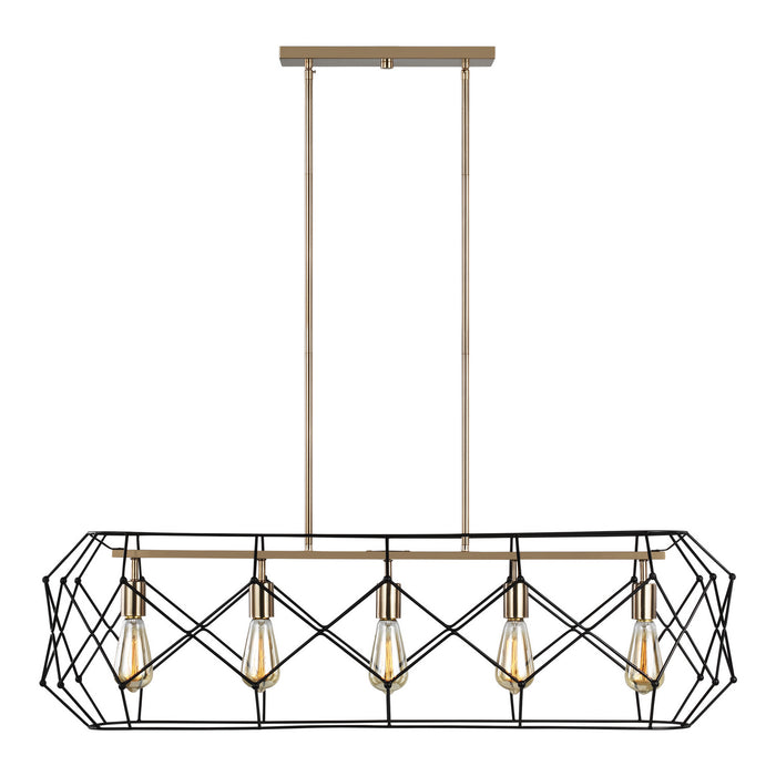 Myhouse Lighting Visual Comfort Studio - 6634105-848 - Five Light Linear Chandelier - Zarra - Satin Brass