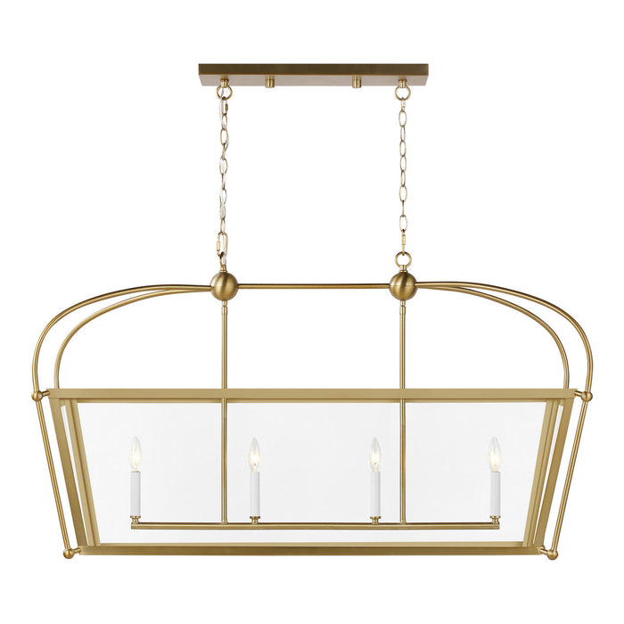 Myhouse Lighting Visual Comfort Studio - 6691004-848 - Four Light Linear Foyer - Charleston - Satin Brass