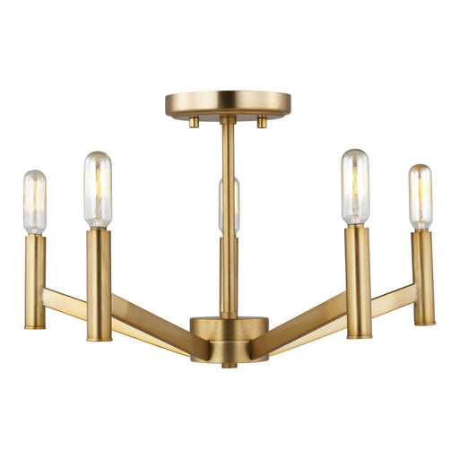 Myhouse Lighting Visual Comfort Studio - 7724305-848 - Five Light Semi-Flush Mount - Vector - Satin Brass