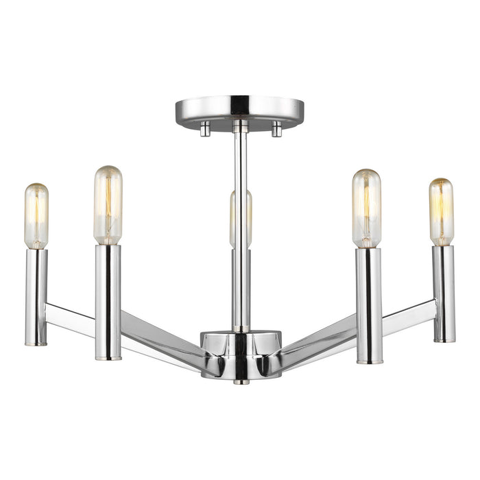 Myhouse Lighting Visual Comfort Studio - 7724305EN-05 - Five Light Semi-Flush Mount - Vector - Chrome