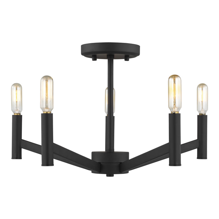 Myhouse Lighting Visual Comfort Studio - 7724305EN-112 - Five Light Semi-Flush Mount - Vector - Midnight Black