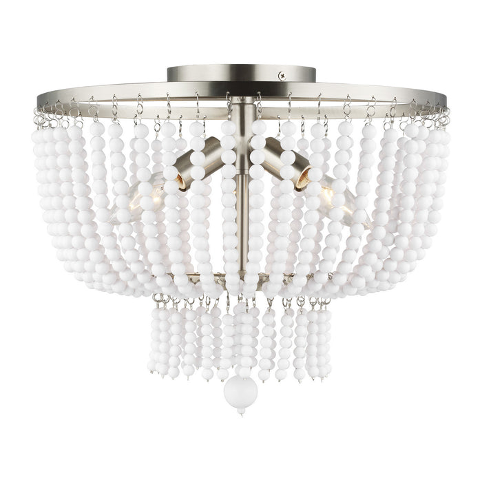 Myhouse Lighting Visual Comfort Studio - 7780703-962 - Three Light Semi-Flush Mount - Jackie - Brushed Nickel