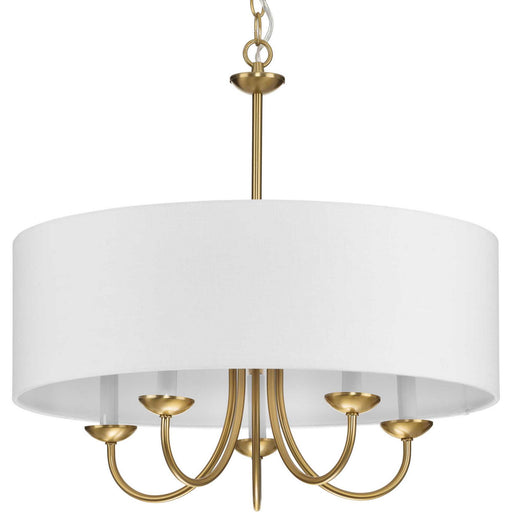 Myhouse Lighting Progress Lighting - P4217-109 - Five Light Chandelier - Drum Shade - Brushed Bronze