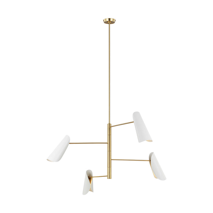 Myhouse Lighting Visual Comfort Studio - AEC1024BBSMWT - Four Light Chandelier - Tresa - Matte White and Burnished Brass