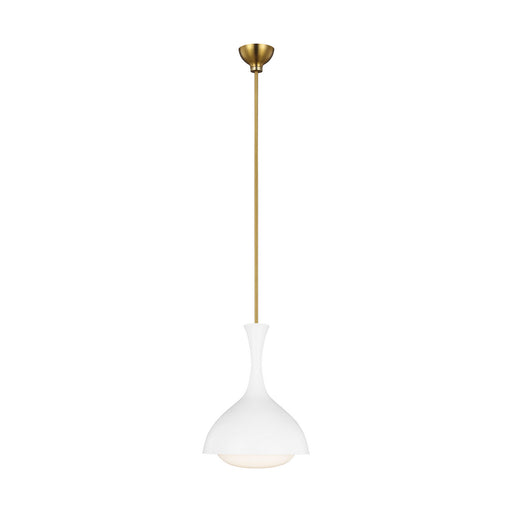 Myhouse Lighting Visual Comfort Studio - AEP1011BBSMWT - One Light Pendant - Lucerne - Matte White and Burnished Brass