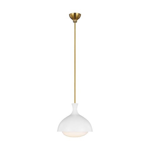 Myhouse Lighting Visual Comfort Studio - AEP1021BBSMWT - One Light Pendant - Lucerne - Matte White and Burnished Brass