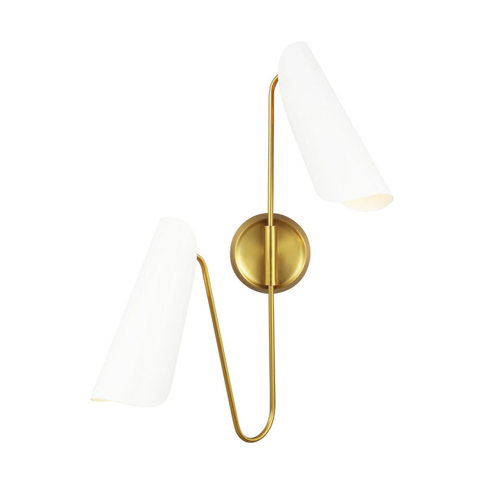 Myhouse Lighting Visual Comfort Studio - AEW1002BBSMWT - Two Light Wall Sconce - Tresa - Matte White and Burnished Brass