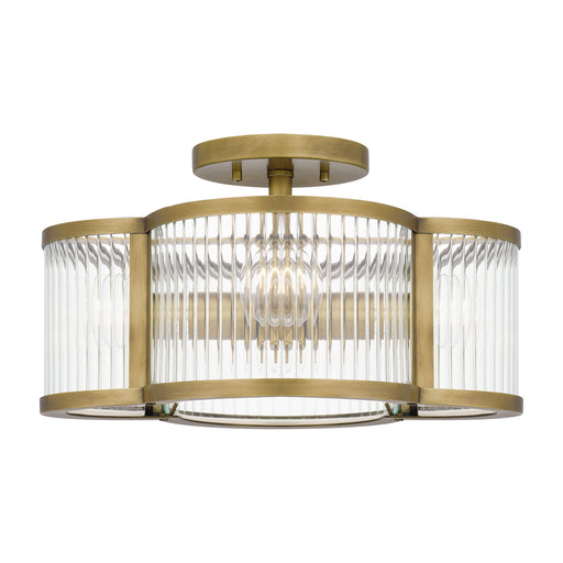 Myhouse Lighting Quoizel - ASR1715WS - Four Light Semi-Flush Mount - Aster - Weathered Brass