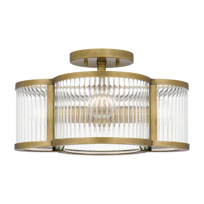 Myhouse Lighting Quoizel - ASR1715WS - Four Light Semi-Flush Mount - Aster - Weathered Brass