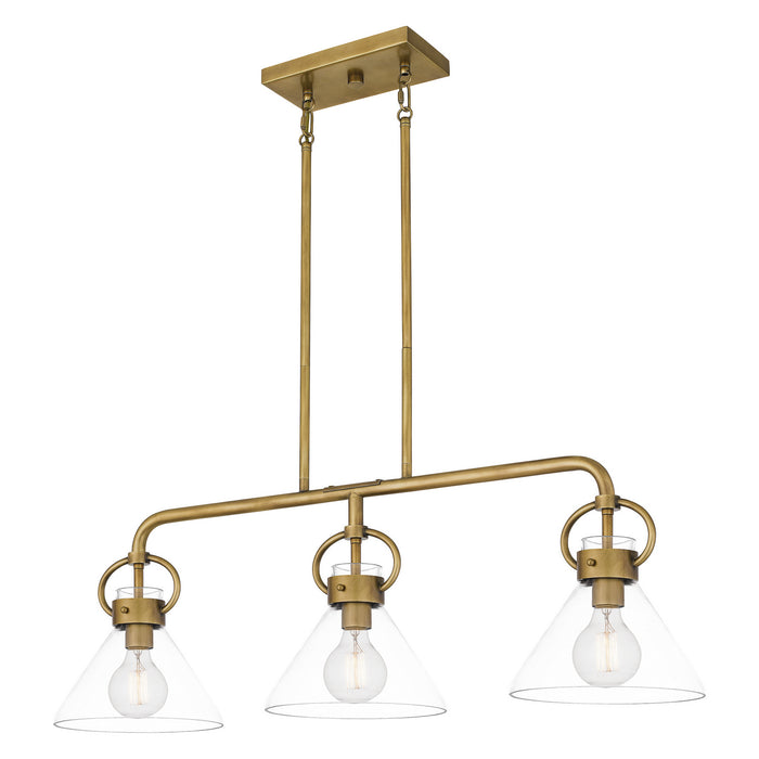 Myhouse Lighting Quoizel - WBS136WS - Three Light Linear Chandelier - Webster - Weathered Brass