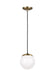 Myhouse Lighting Visual Comfort Studio - 6018EN3-848 - One Light Pendant - Leo - Hanging Globe - Satin Brass