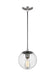 Myhouse Lighting Visual Comfort Studio - 6501801EN7-04 - One Light Pendant - Leo - Hanging Globe - Satin Aluminum