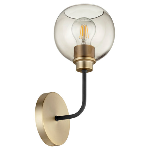 Myhouse Lighting Quorum - 572-1-6980 - One Light Wall Mount - Clarion - Textured Black w/ Aged Brass
