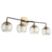 Myhouse Lighting Quorum - 572-4-6980 - Four Light Vanity - Clarion - Textured Black w/ Aged Brass