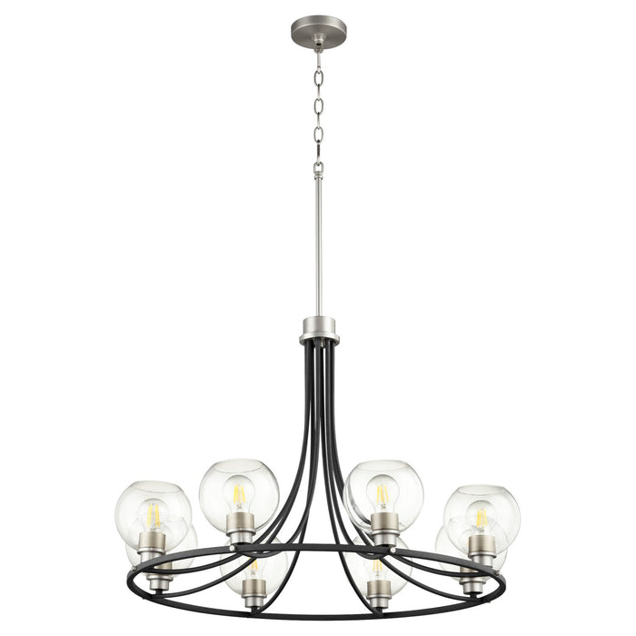 Myhouse Lighting Quorum - 672-8-6965 - Eight Light Chandelier - Clarion - Textured Black w/ Satin Nickel