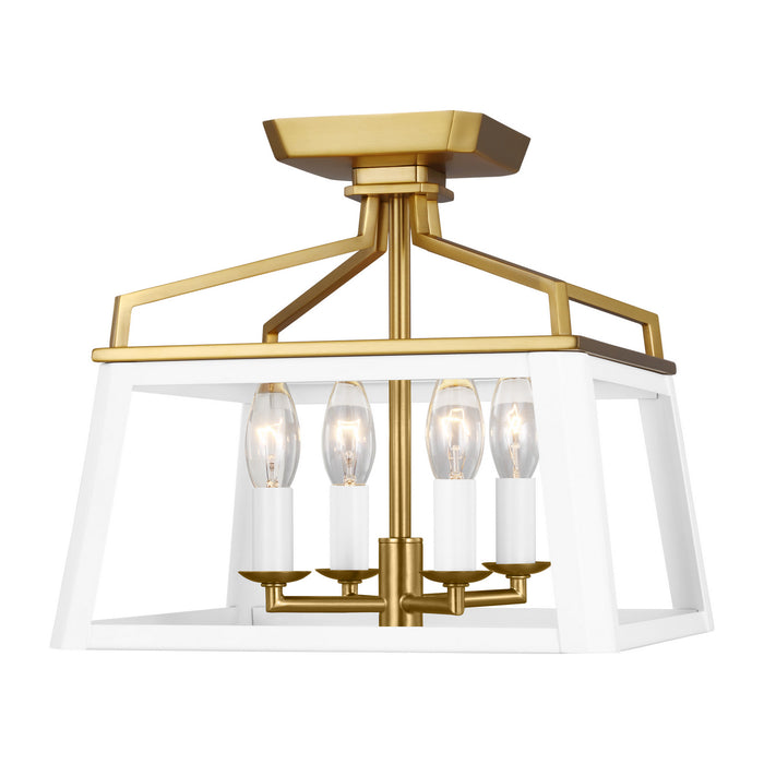 Myhouse Lighting Visual Comfort Studio - CF1084MWTBBS - Four Light Flush Mount - Carlow - White Matte