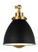 Myhouse Lighting Visual Comfort Studio - CW1131MBKBBS - One Light Wall Sconce - Wellfleet - Midnight Black and Burnished Brass