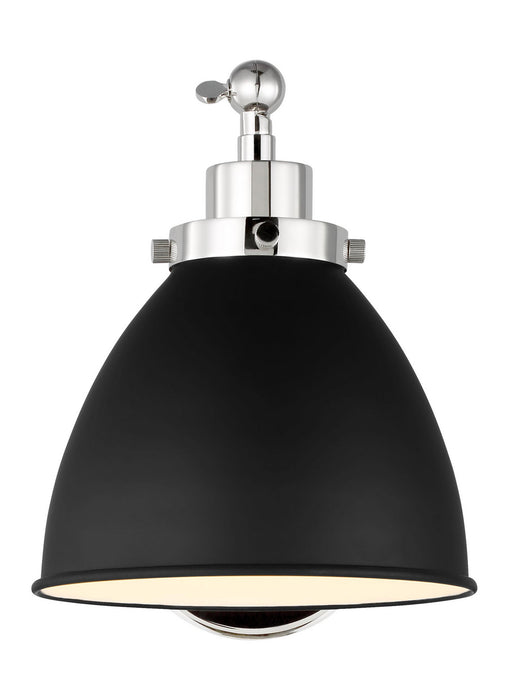 Myhouse Lighting Visual Comfort Studio - CW1131MBKPN - One Light Wall Sconce - Wellfleet - Midnight Black and Polished Nickel