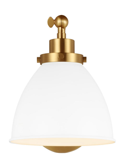 Myhouse Lighting Visual Comfort Studio - CW1131MWTBBS - One Light Wall Sconce - Wellfleet - Matte White and Burnished Brass