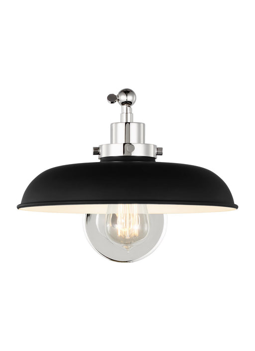 Myhouse Lighting Visual Comfort Studio - CW1141MBKPN - One Light Wall Sconce - Wellfleet - Midnight Black and Polished Nickel