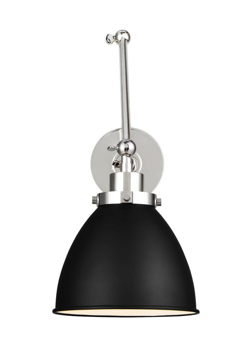 Myhouse Lighting Visual Comfort Studio - CW1161MBKPN - One Light Wall Sconce - Wellfleet - Midnight Black and Polished Nickel