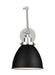 Myhouse Lighting Visual Comfort Studio - CW1161MBKPN - One Light Wall Sconce - Wellfleet - Midnight Black and Polished Nickel