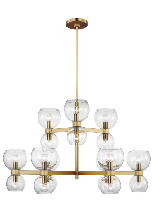 Myhouse Lighting Visual Comfort Studio - KSC10018BBSCG - 18 Light Chandelier - Londyn - Burnished Brass with Clear Glass