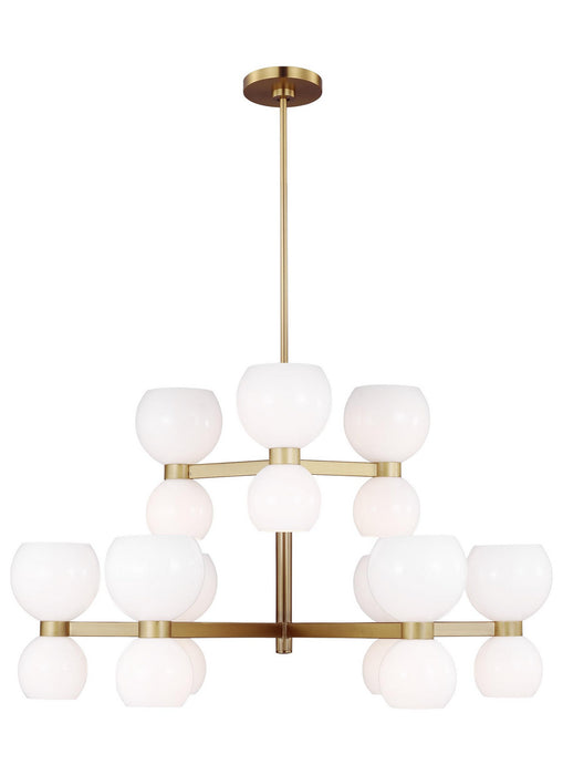 Myhouse Lighting Visual Comfort Studio - KSC10018BBSMG - 18 Light Chandelier - Londyn - Burnished Brass with Milk White Glass